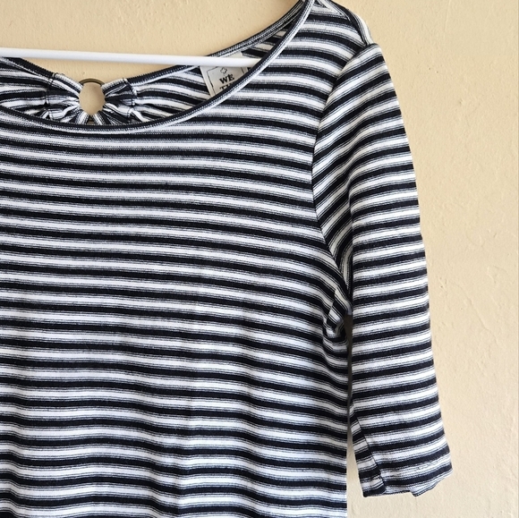 We The Free Dress Free People Striped Frenchie Tee Black and White Dress Sz SP - Picture 6 of 15